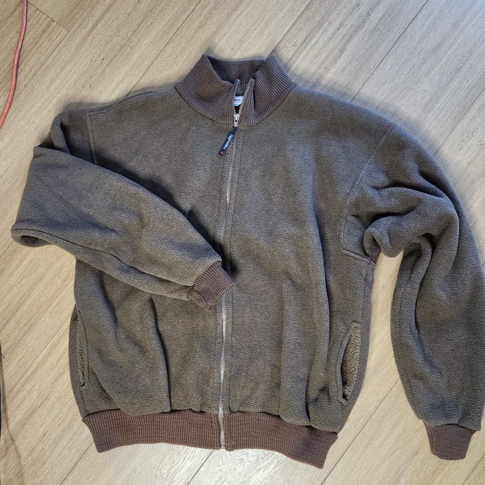 Vtg Early Winters Deep Pile Fleece Mens XL Tall Zip Up Jacket Ribbed Collar